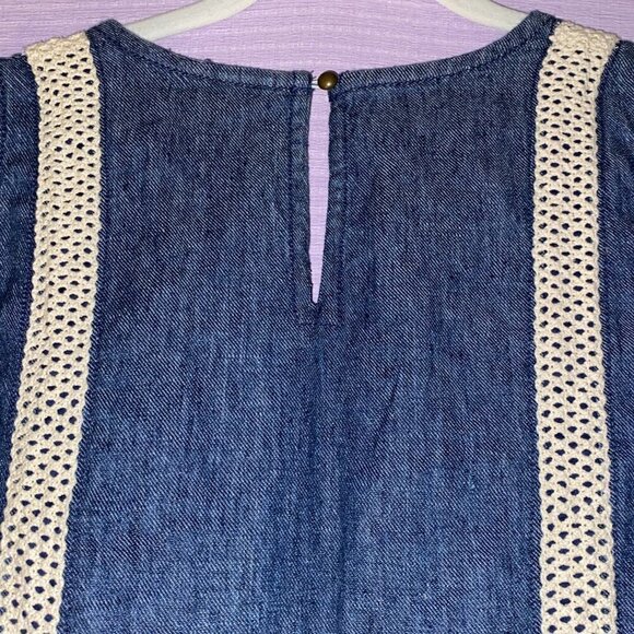 New Without Tags Holding Horses Denim Sleeveless Lace Mini Dress Blue Je… - Picture 4 of 9